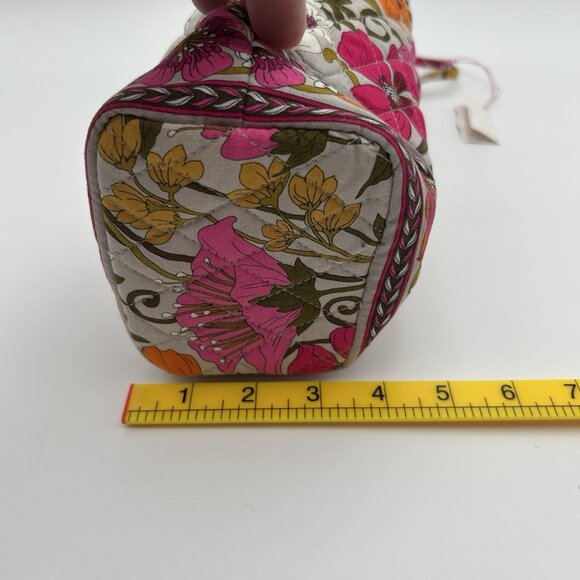 VERA BRADLEY Cheers to You Wine Bag Tea Garden Floral Gray Pink Cotton Tote - Picture 8 of 10